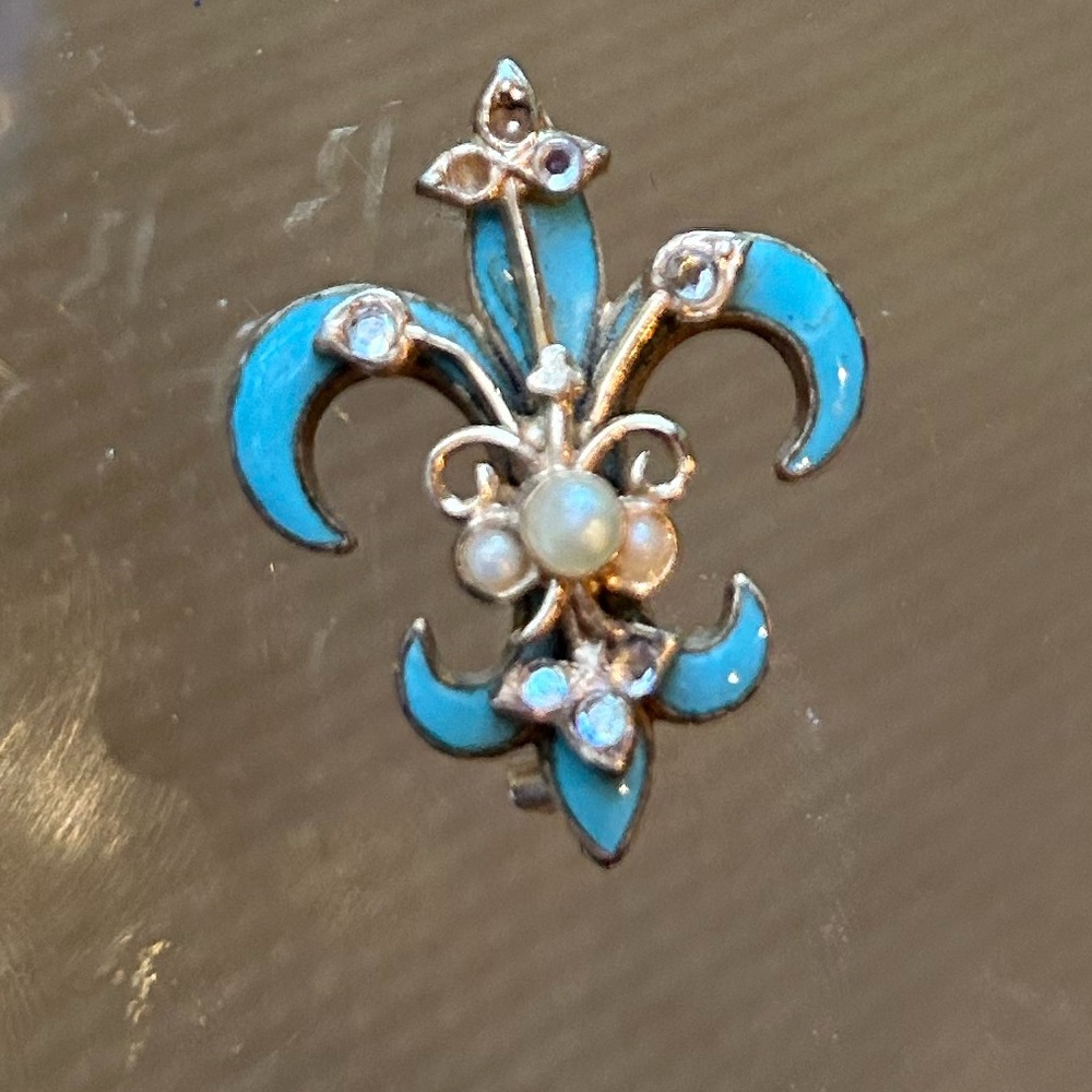 Coro Enamel Rhinestone Brooch Pin Vintage